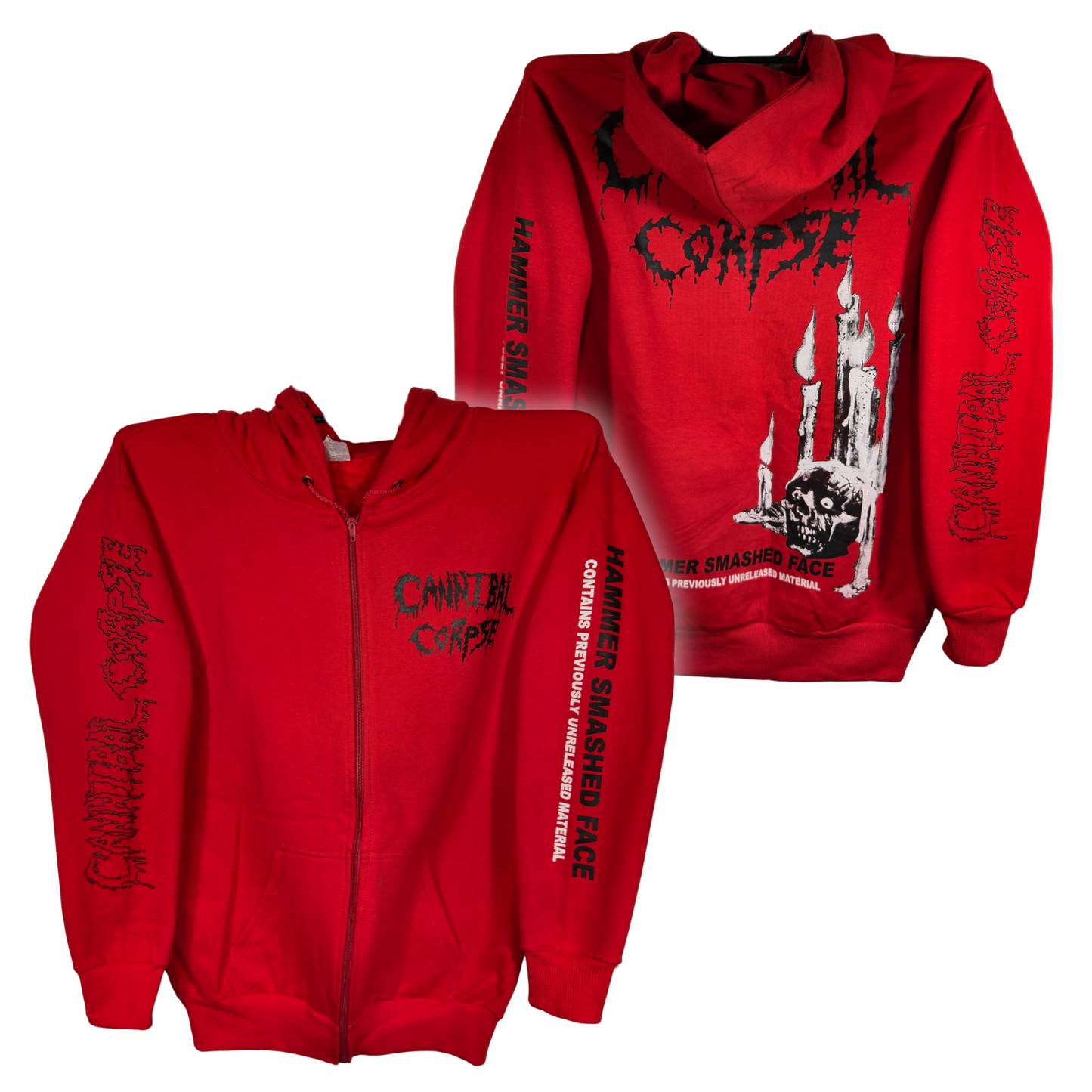 Cannibal Corpse - Hammered Smashed Face Roja Sudadera Cierre