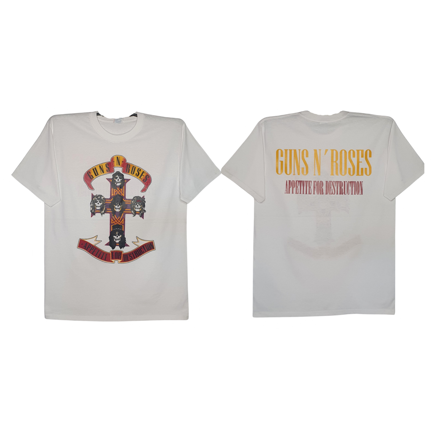 Guns & Roses - Appetite For Destruction Playera Manga Corta Blanca