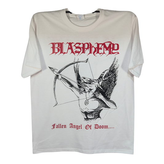 Blasphemy - Fallen Angel Of Doom Playera Manga Corta Blanca