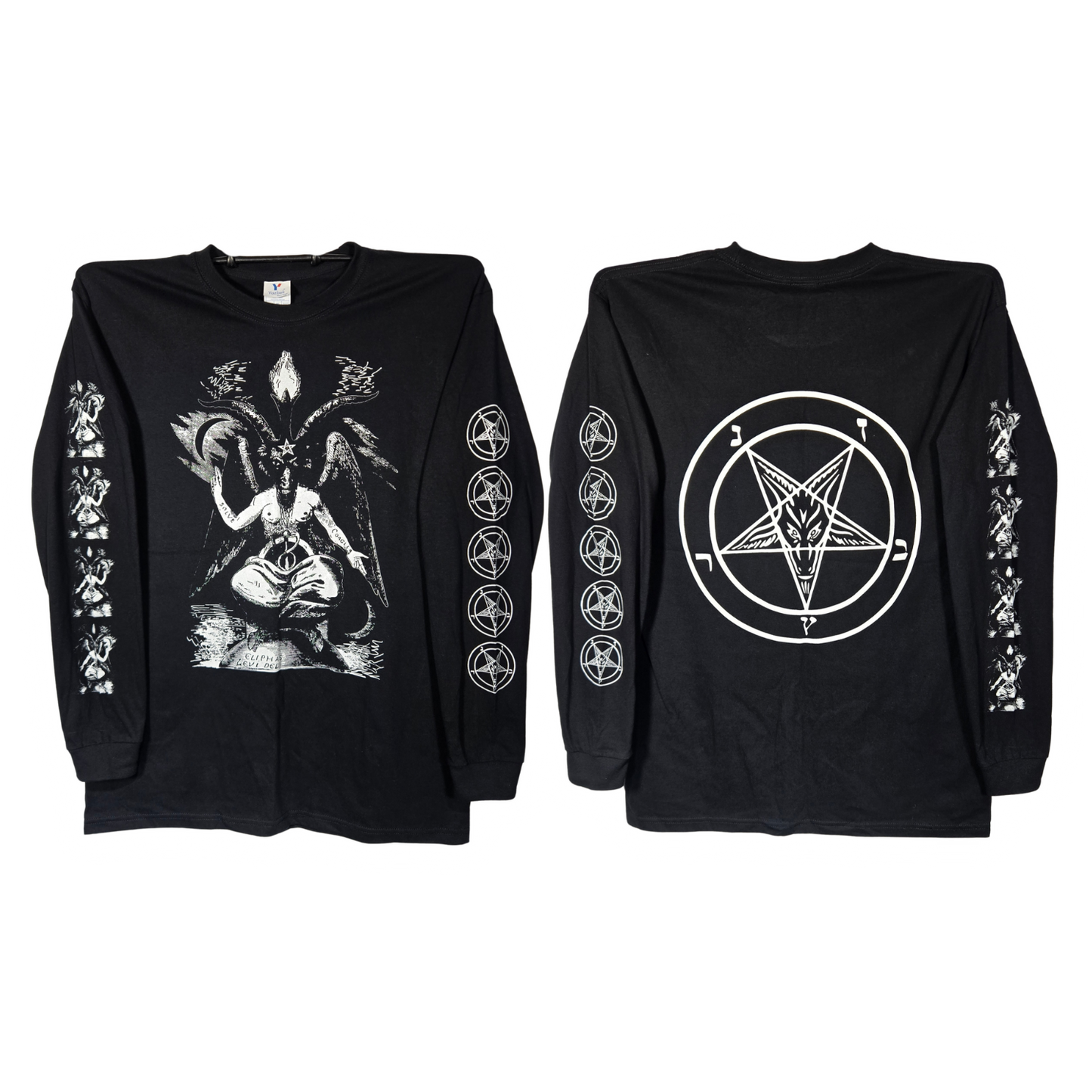 665 - Baphomet Playera Manga Larga Negra