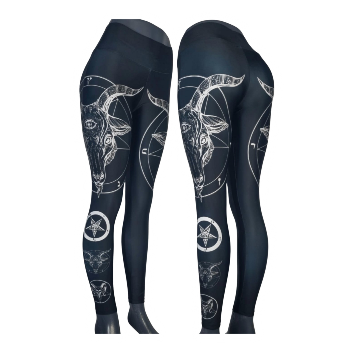 0666 Baphomet Blanco Leggins
