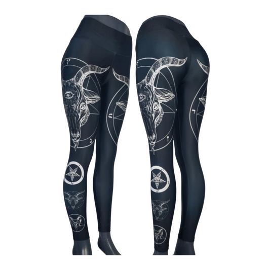 0666 Baphomet Blanco Leggins