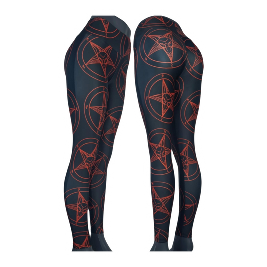 0666 Baphomet Rojo Leggins