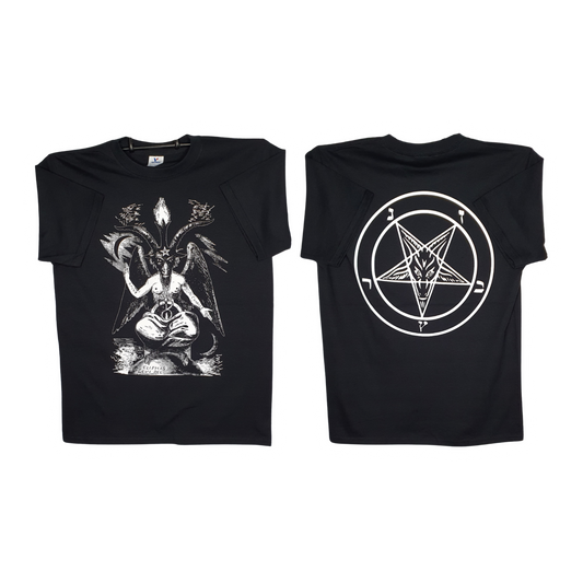 0666 Baphomet Playera Manga Corta Negra