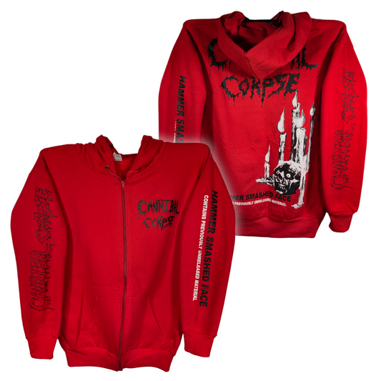 Cannibal Corpse - Hammered Smashed Face Roja Sudadera Cierre