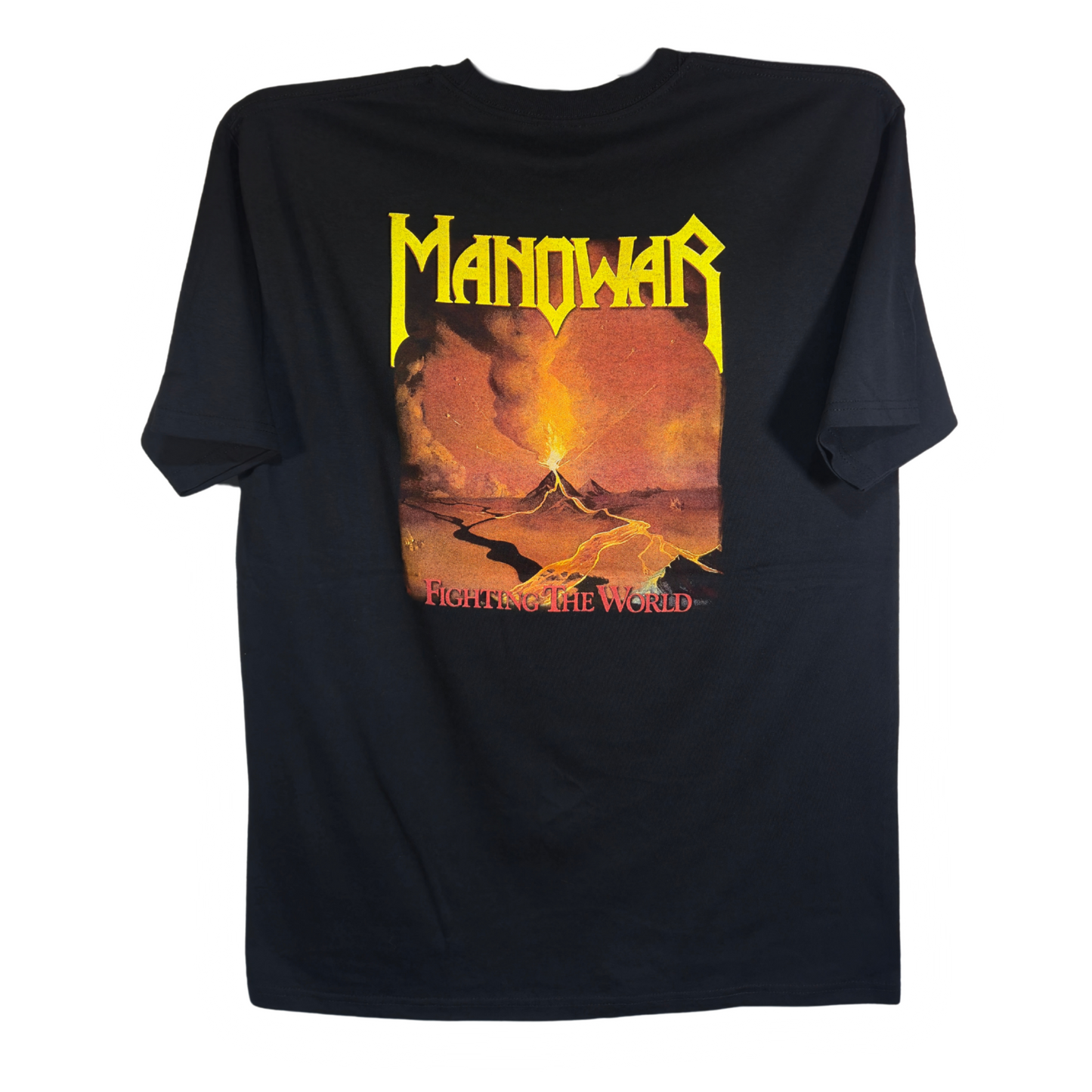 Manowar - Fighting The World Playera Manga Corta Negro
