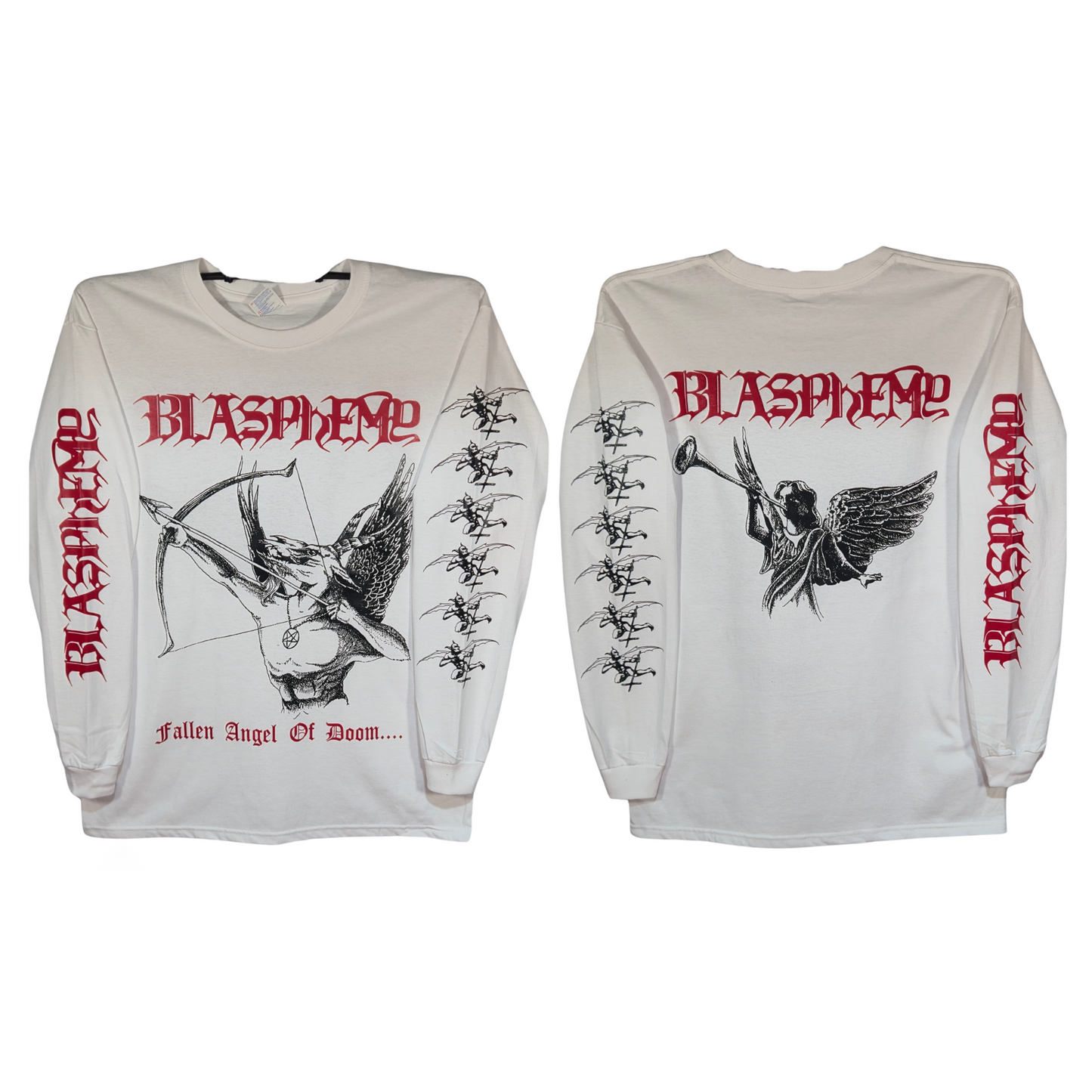 Blasphemy - Fallen Angel Of Doom Playera Manga Larga Blanca