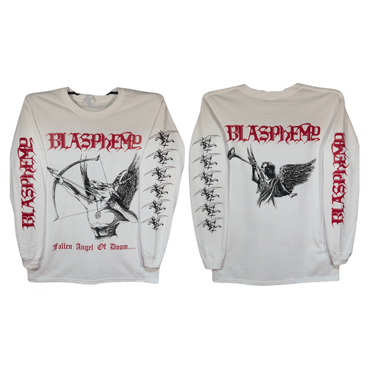 Blasphemy - Fallen Angel Of Doom Playera Manga Larga Blanca