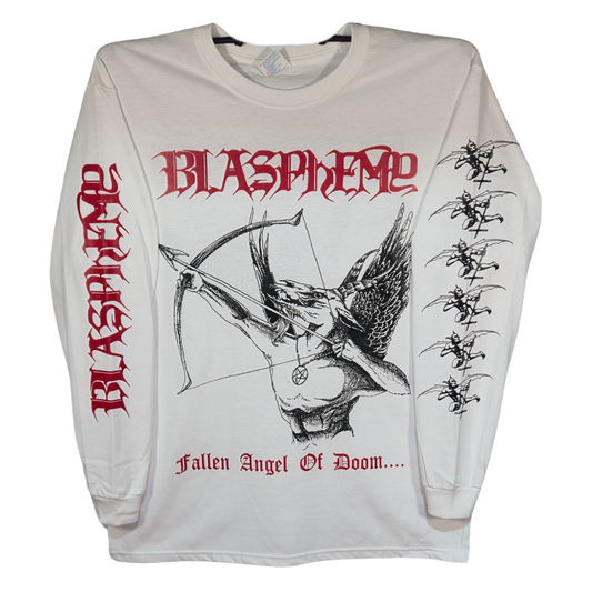 Blasphemy - Fallen Angel Of Doom Playera Manga Larga Blanca