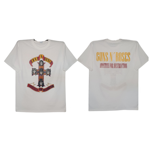 Guns & Roses - Appetite For Destruction Playera Manga Corta Blanca
