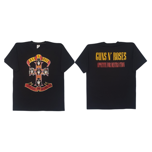 Guns & Roses - Appetite For Destruction Playera Manga Corta Negra