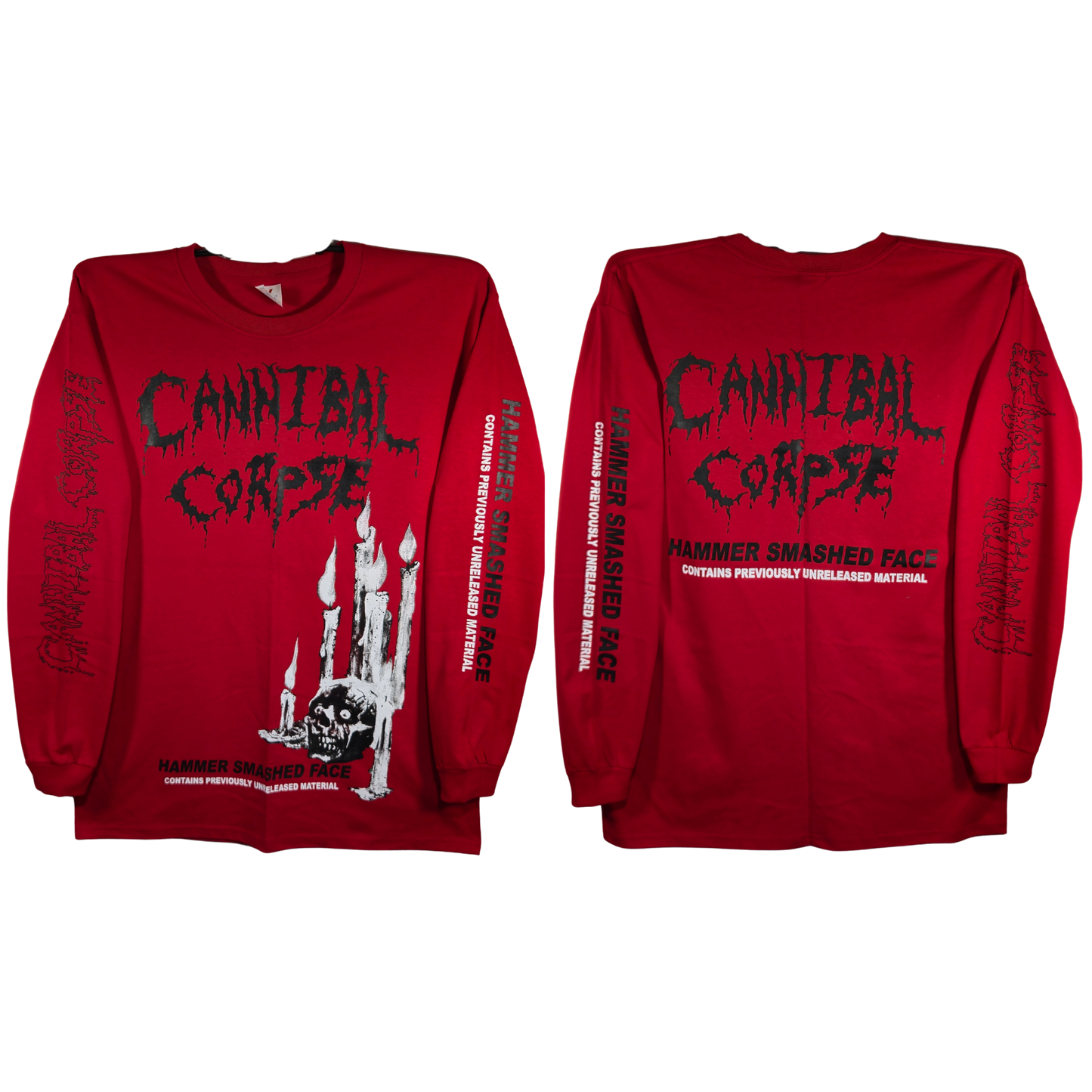 Cannibal Corpse - Hammered Smashed Face Playera Manga Larga Roja