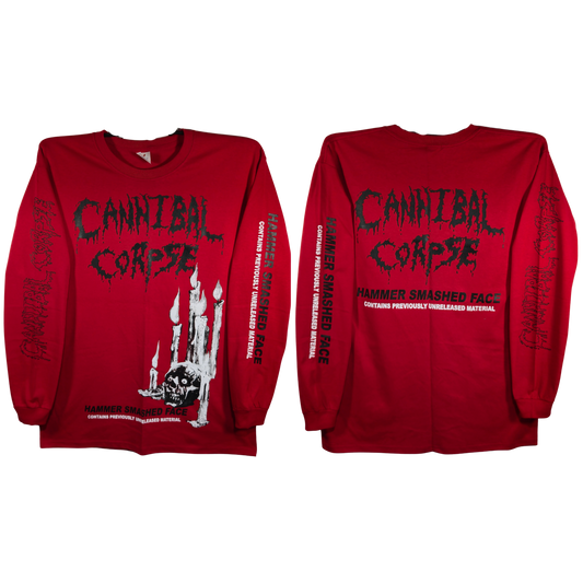 Cannibal Corpse - Hammered Smashed Face Playera Manga Larga Roja