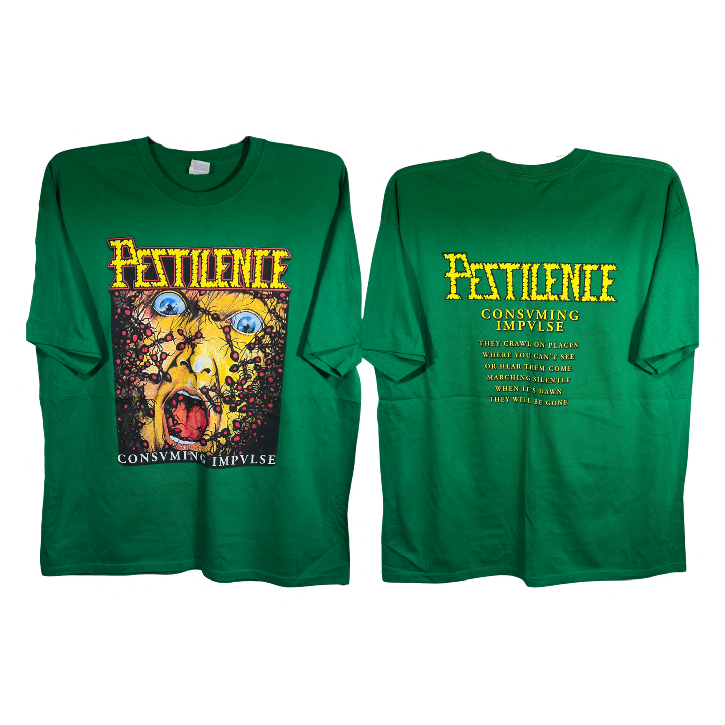 Pestilence - Consvming Impvlse Playera Manga Corta Verde