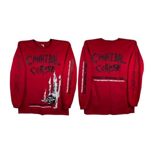 Cannibal Corpse - Hammered Smashed Face Playera Manga Larga Roja