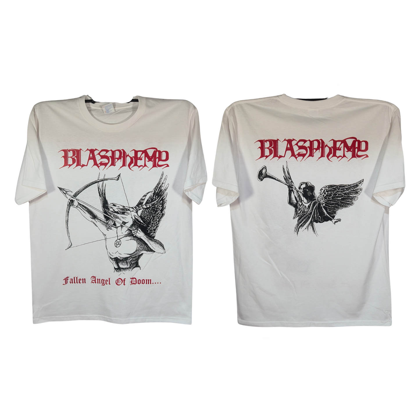 Blasphemy - Fallen Angel Of Doom Playera Manga Corta Blanca