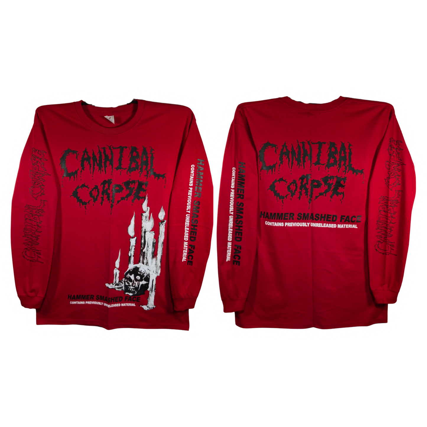 Cannibal Corpse - Hammered Smashed Face Playera Manga Larga Roja