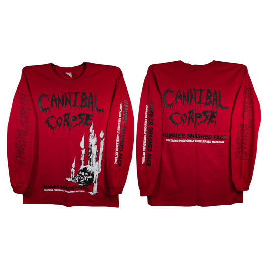 Cannibal Corpse - Hammered Smashed Face Playera Manga Larga Roja