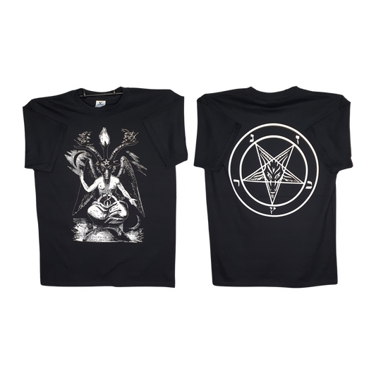 0666 Baphomet Playera Manga Corta Negra