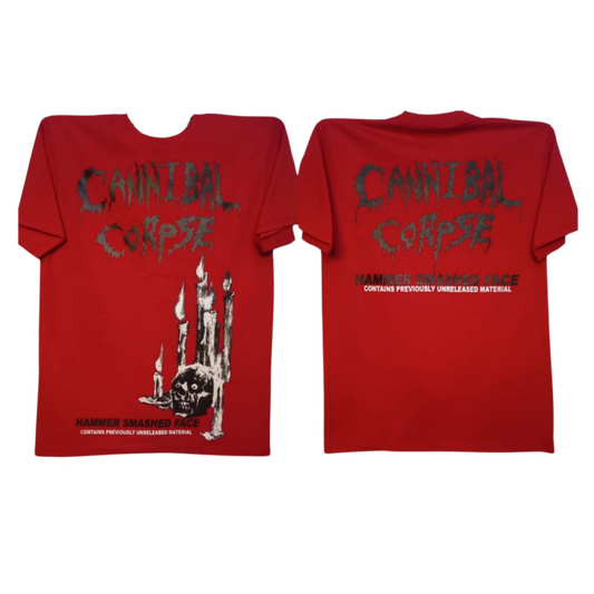Cannibal Corpse - Hammered Smashed Face Playera Manga Corta Roja