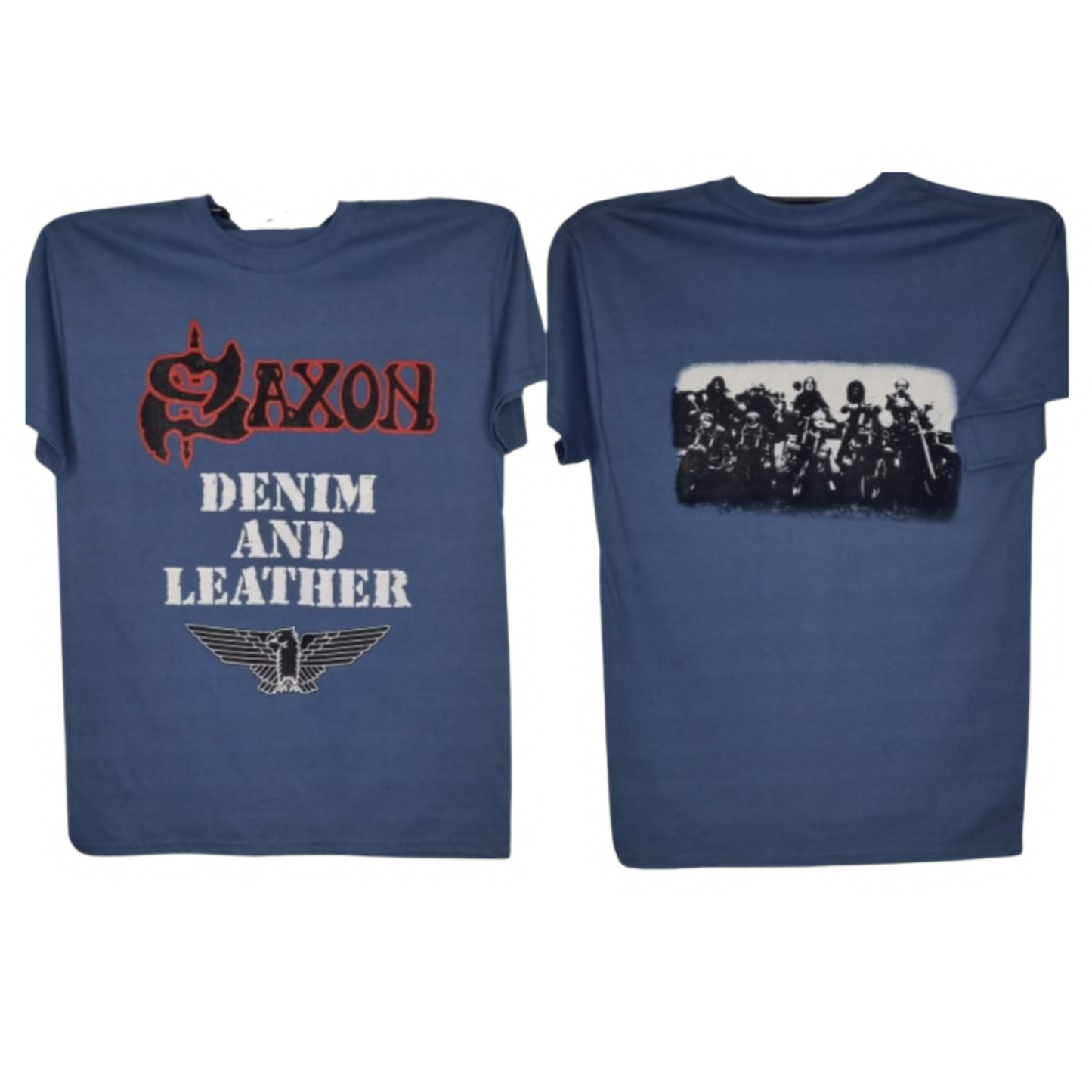 Saxon - Denim And Leather Playera Manga Corta Azul