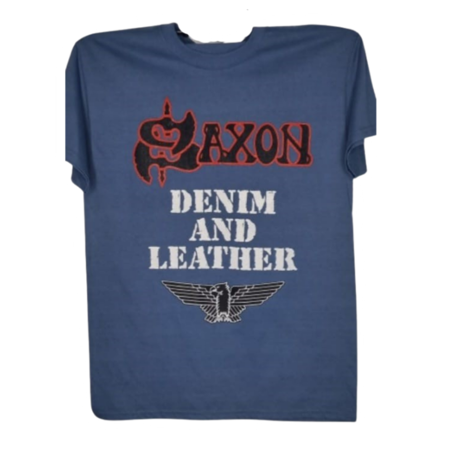 Saxon - Denim And Leather Playera Manga Corta Azul