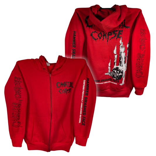 Cannibal Corpse - Hammered Smashed Face Roja Sudadera Cierre
