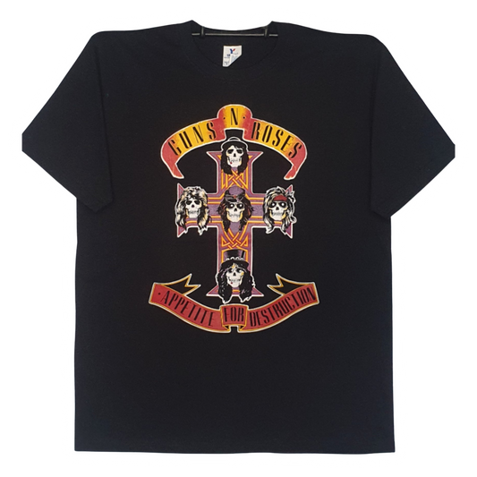 Guns & Roses - Appetite For Destruction Playera Manga Corta Negra