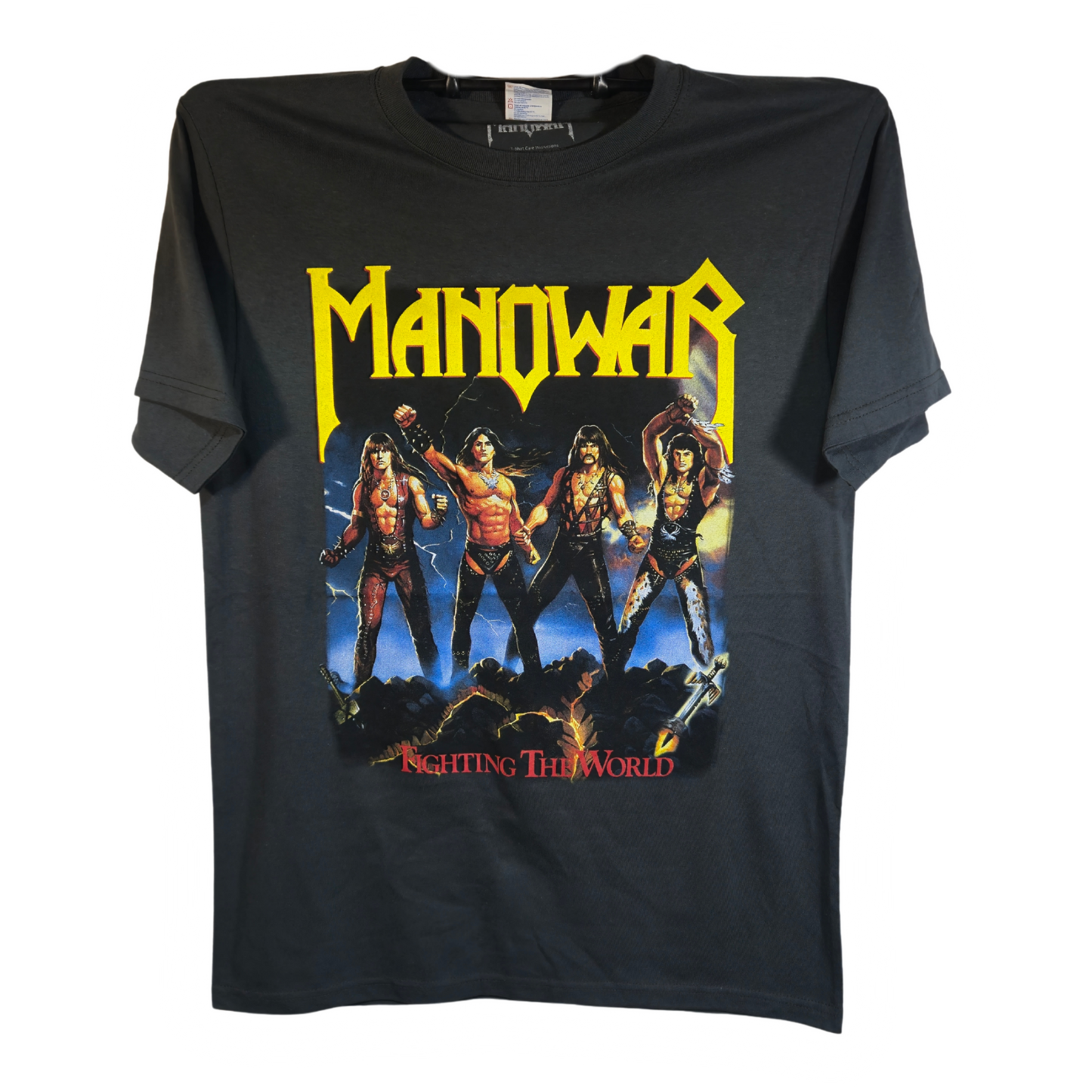 Manowar - Fighting The World Playera Manga Corta Gris