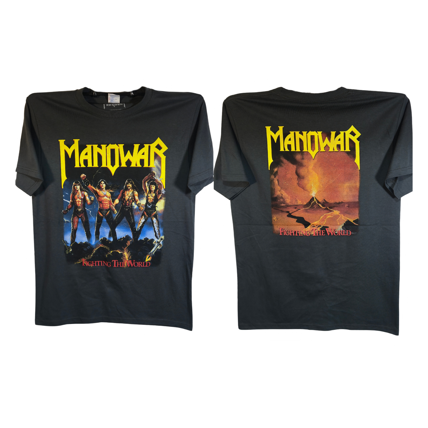 Manowar - Fighting The World Playera Manga Corta Gris