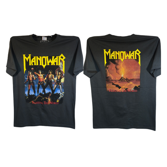 Manowar - Fighting The World Playera Manga Corta Gris